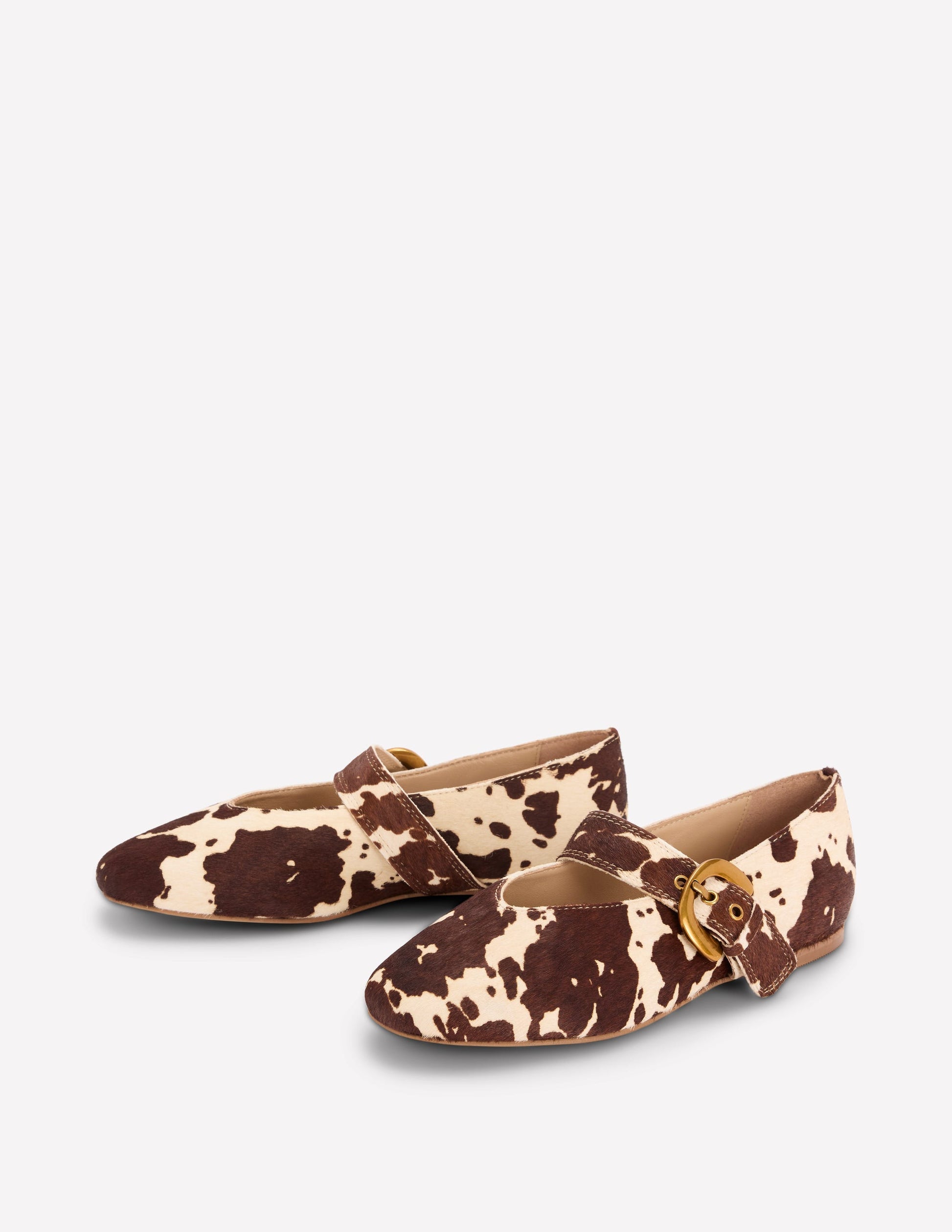 Kylie Flat Buckle Mary Janes-Brown/Ivory-3