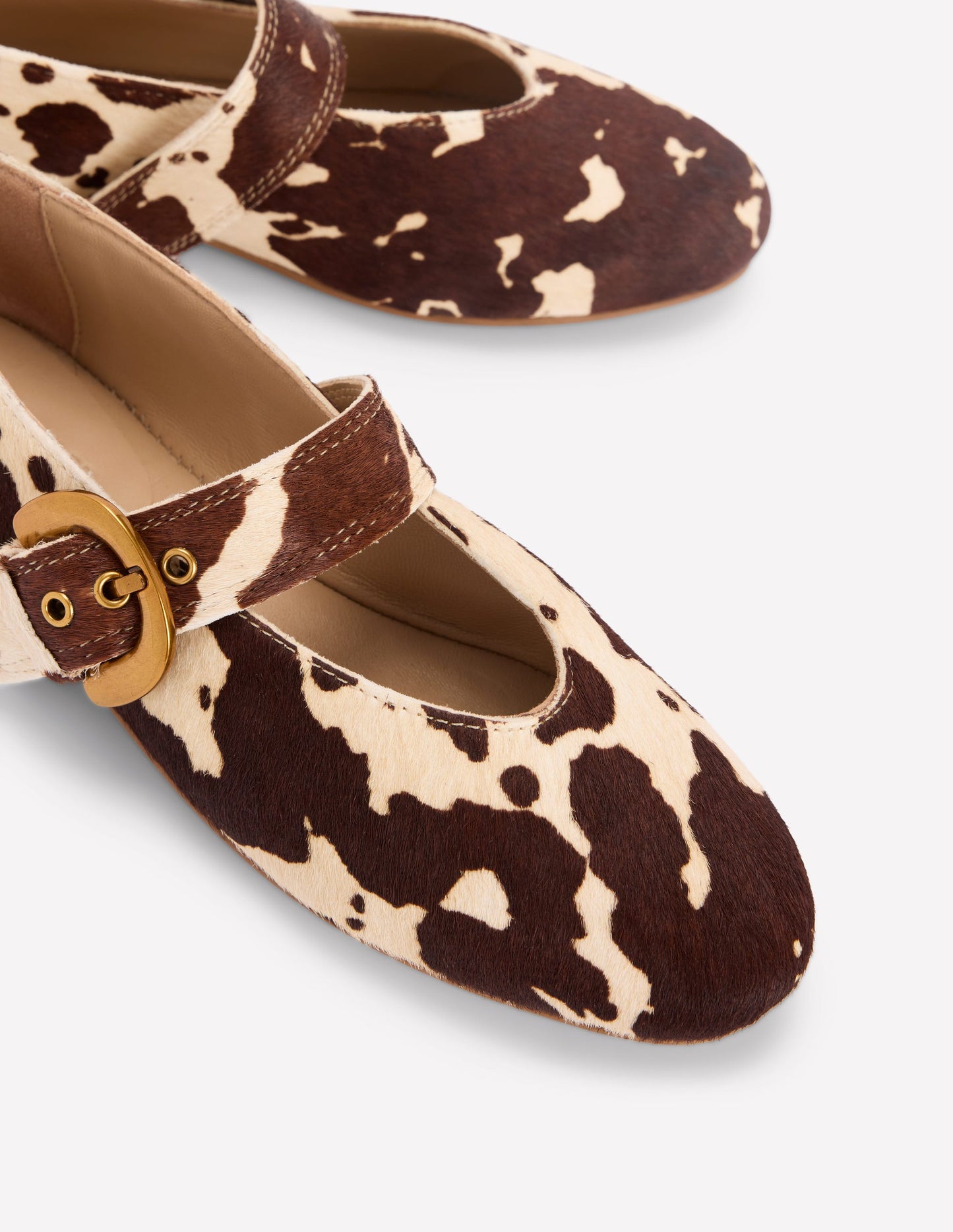 Kylie Flat Buckle Mary Janes-Brown/Ivory