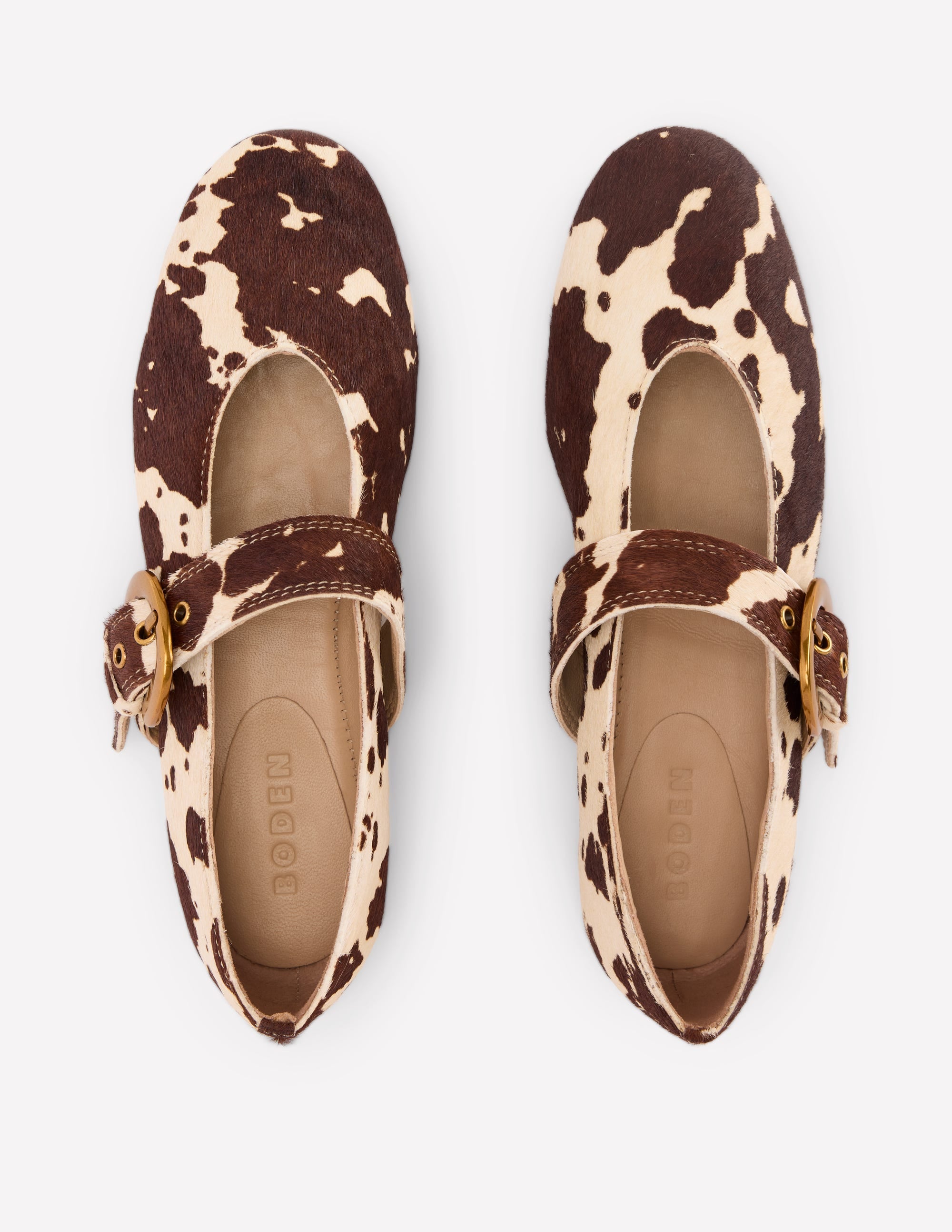 Kylie Flat Buckle Mary Janes-Brown/Ivory - Image 5