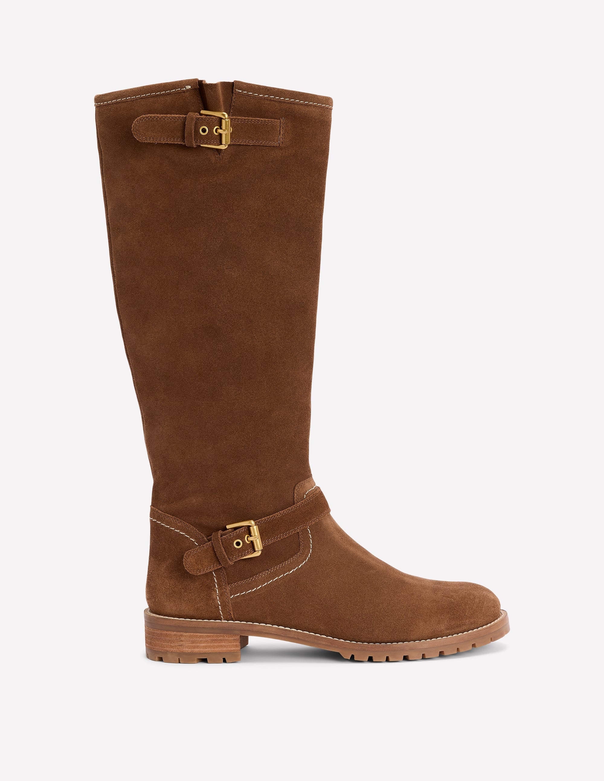 Buckle Knee High Boots-Coconut - Image 1
