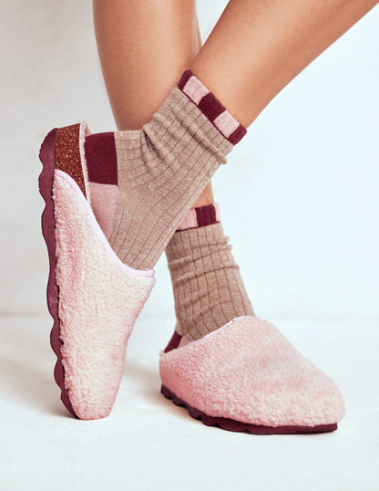 Contrast Sole Mule Slippers-Pink-2