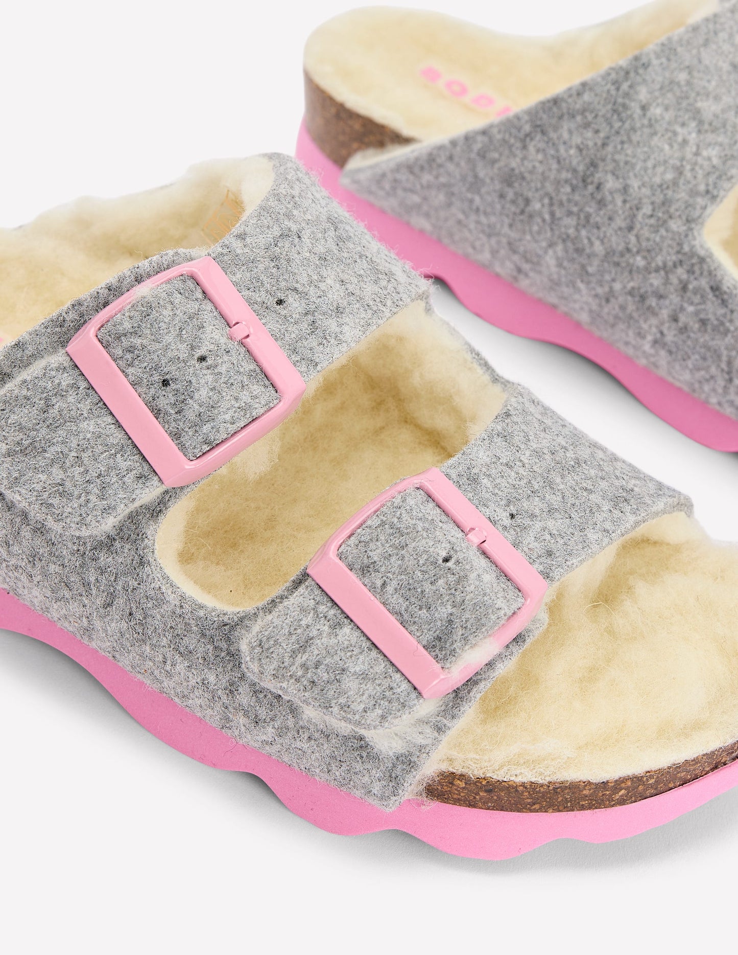 Double Strap Buckle Slipper-Grey