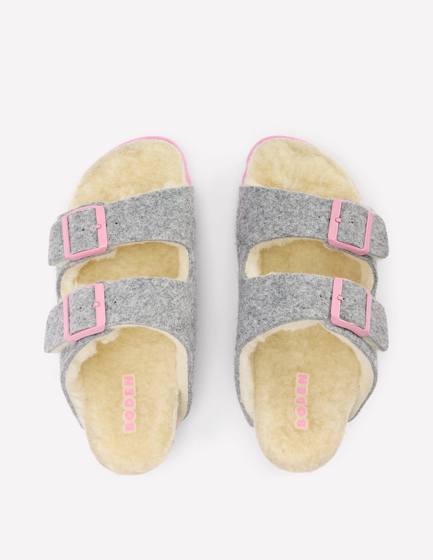 Double Strap Buckle Slipper-Grey