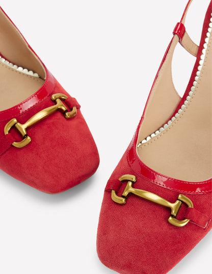 Iris Snaffle Slingback Heels-Post Box Red-4