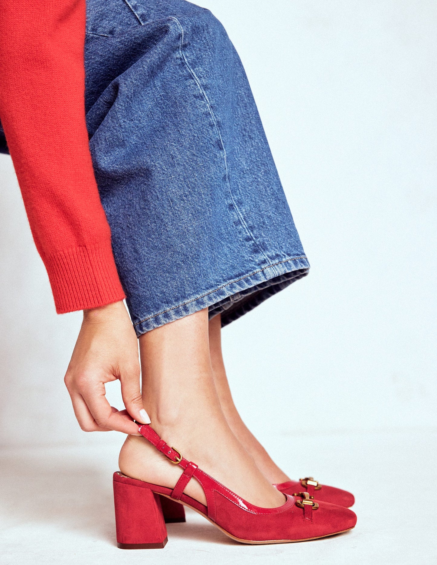 Iris Snaffle Slingback Heels-Post Box Red