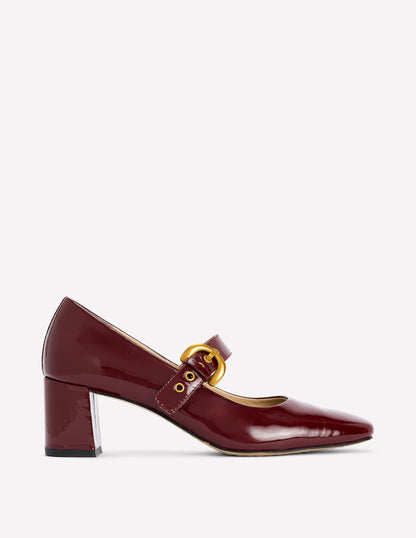 Heeled Buckle Mary Janes-Oxblood-1