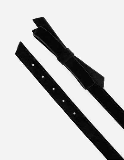Skinny Bow Belt-Black Velvet-4