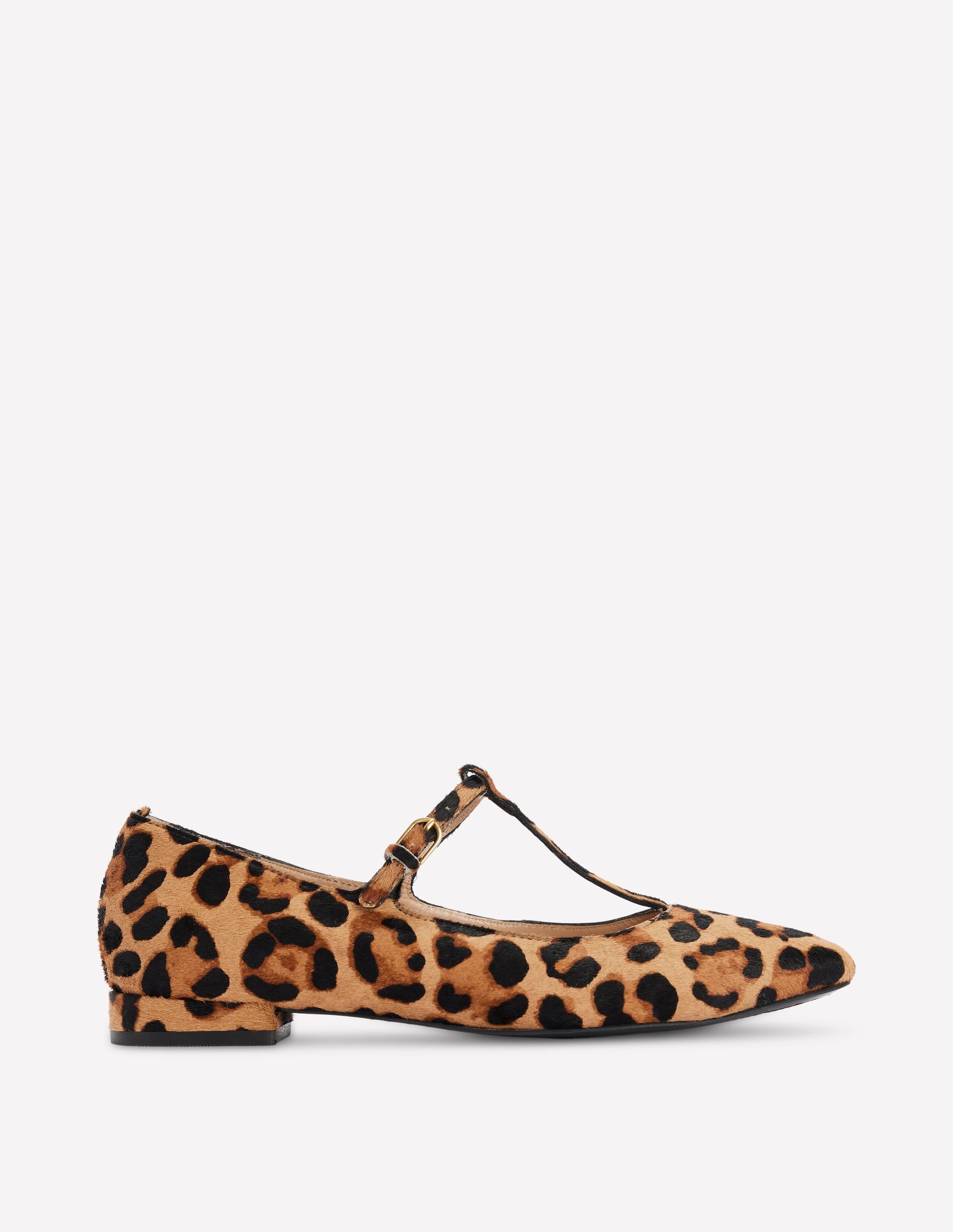 Round Toe T-Bar Flats-Leopard - Image 1