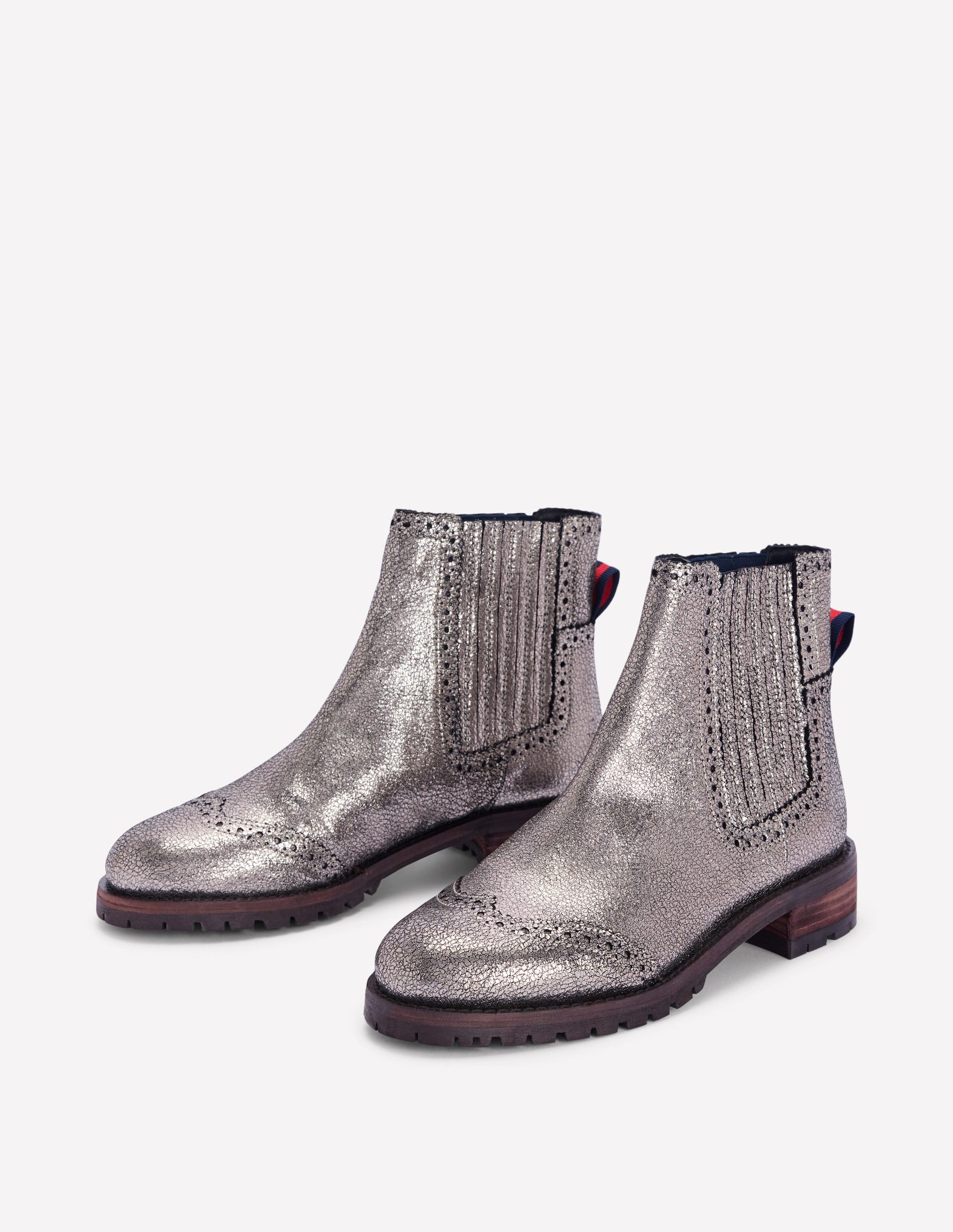 Brogue Detail Chelsea Boots-Silver-3