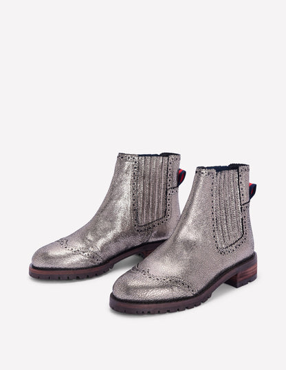 Brogue Detail Chelsea Boots-Silver-3