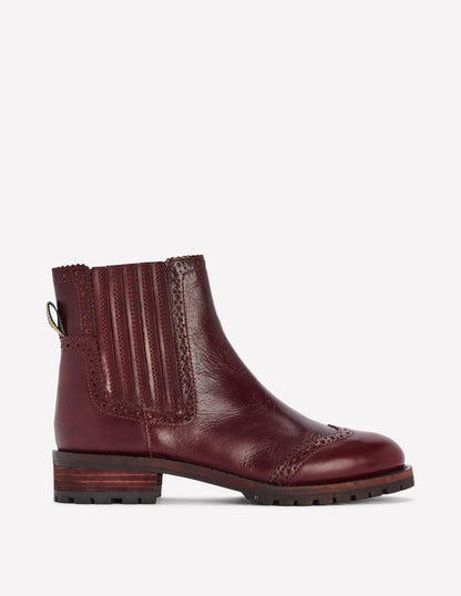 Brogue Detail Chelsea Boots-Oxblood-1