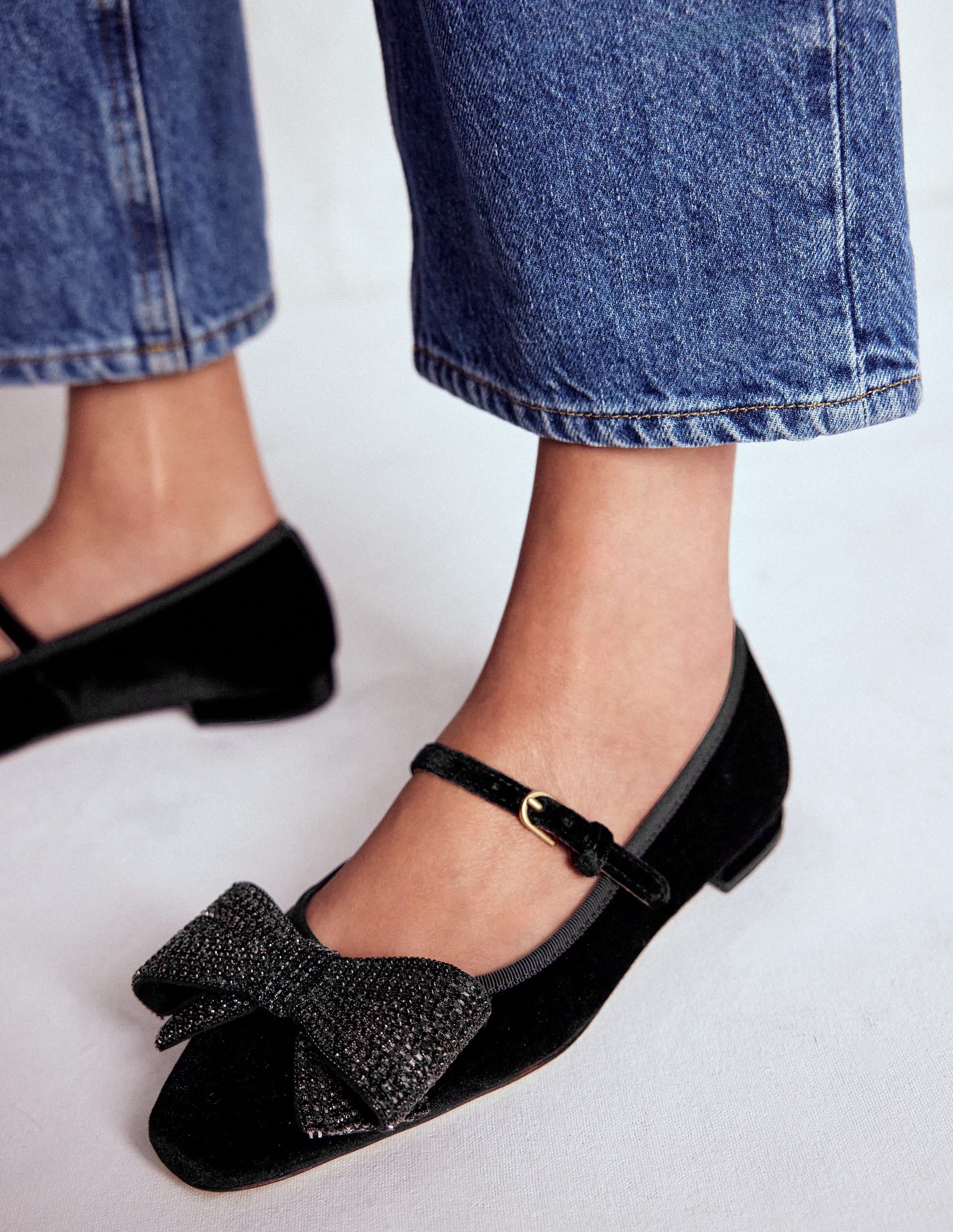 Embellished Bow Mary Jane Flat-Black - Image 3