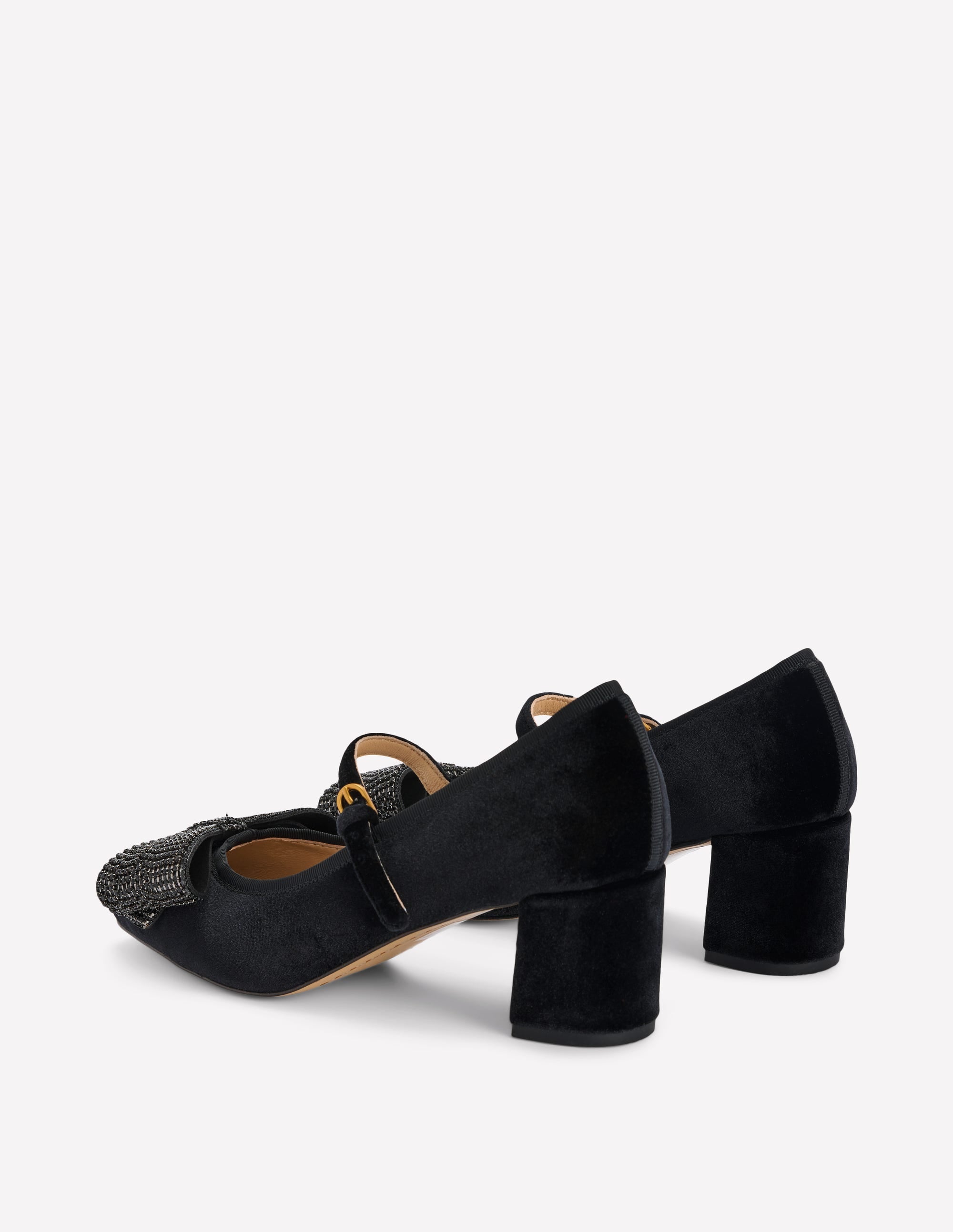 Embellished Bow Block Heels-Black - Image 6