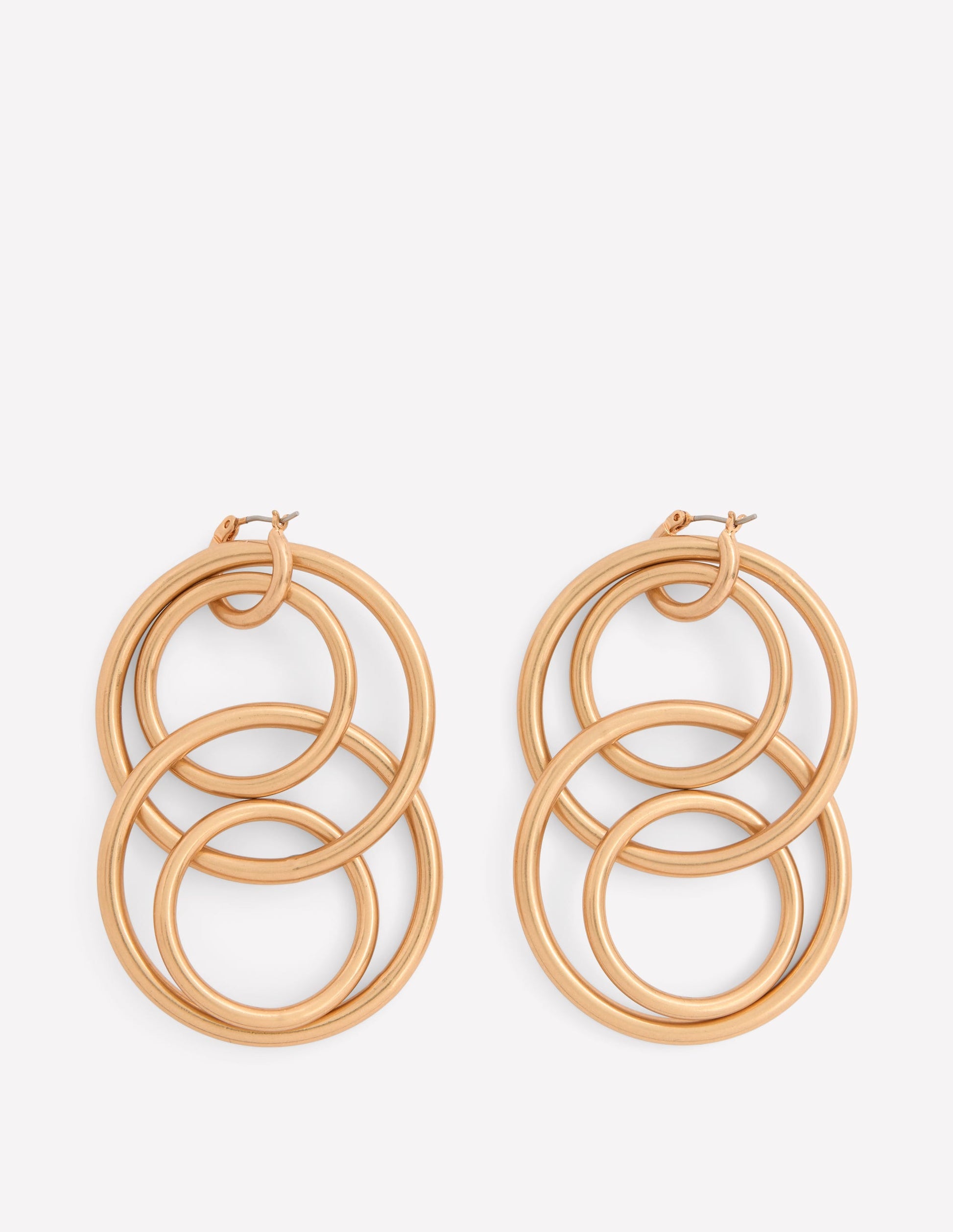 Multi Ring Drop Earrings-Gold Colour-1