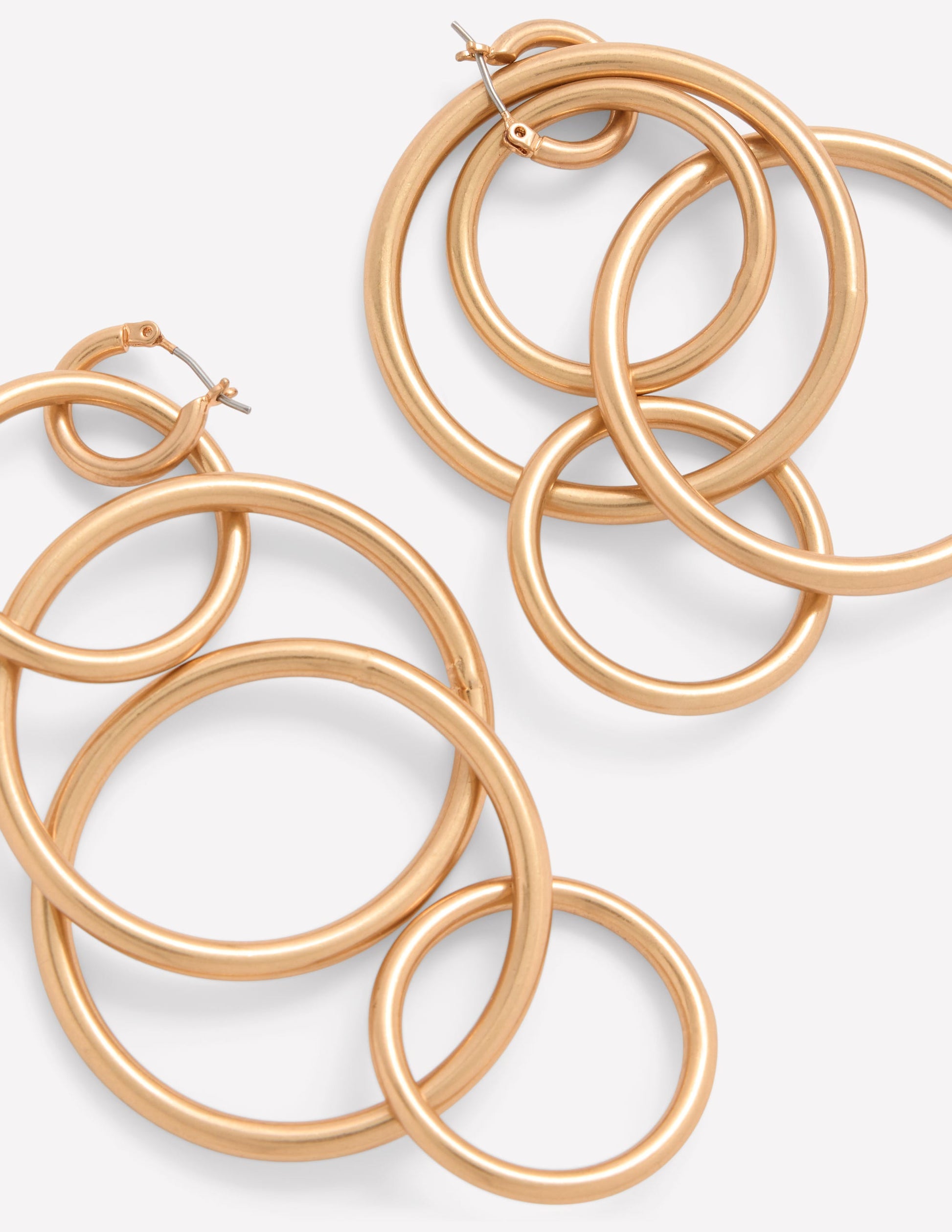 Multi Ring Drop Earrings-Gold Colour-4