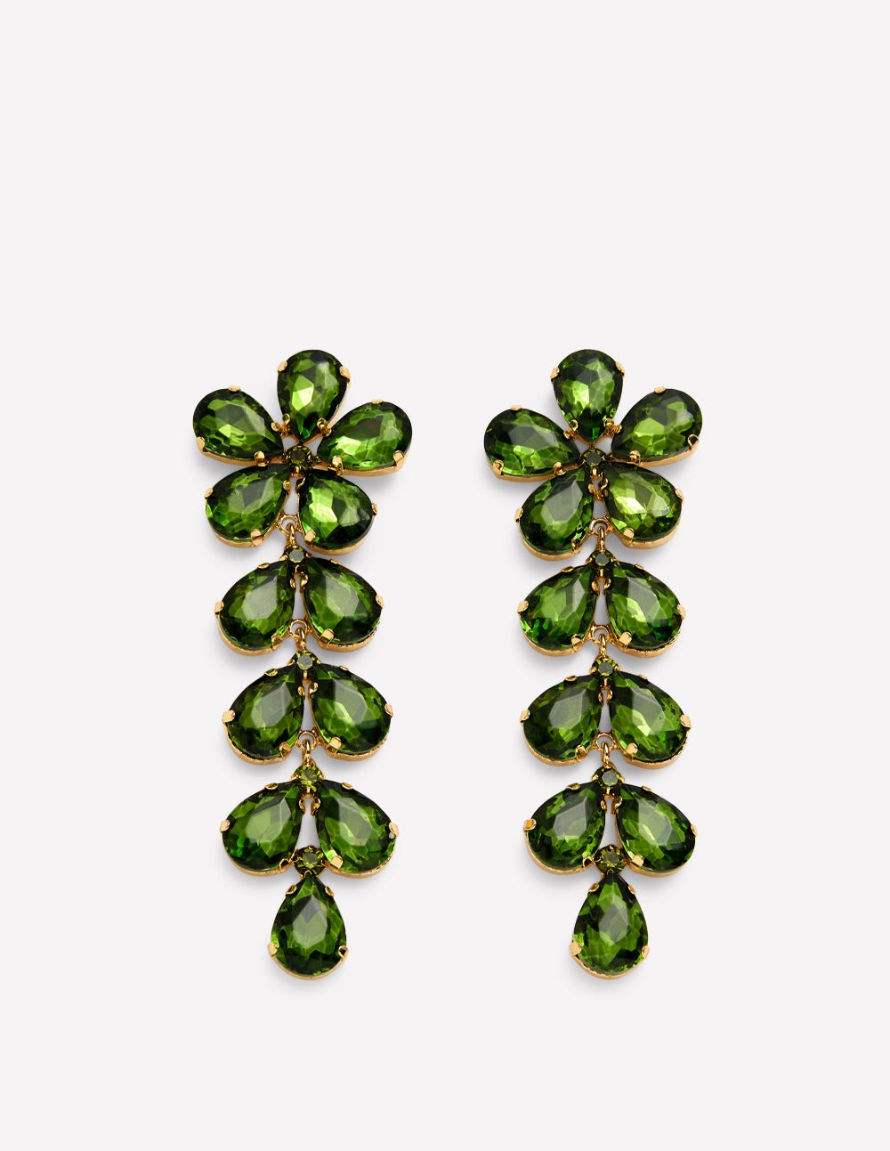 Statement Jewel Drop Earrings-Green-1