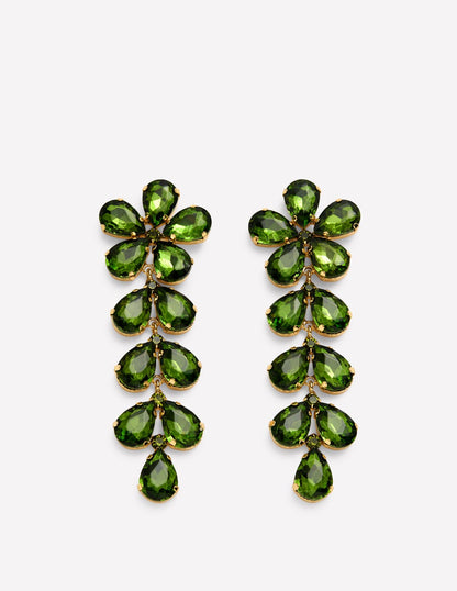 Statement Jewel Drop Earrings-Green-1