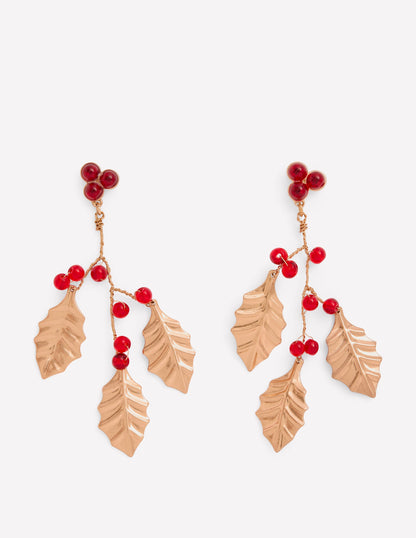 Festive Metal Earrings-Red-1