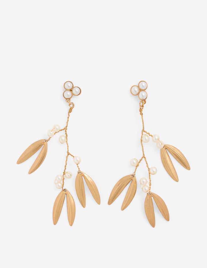 Festive Metal Earrings-Pearl