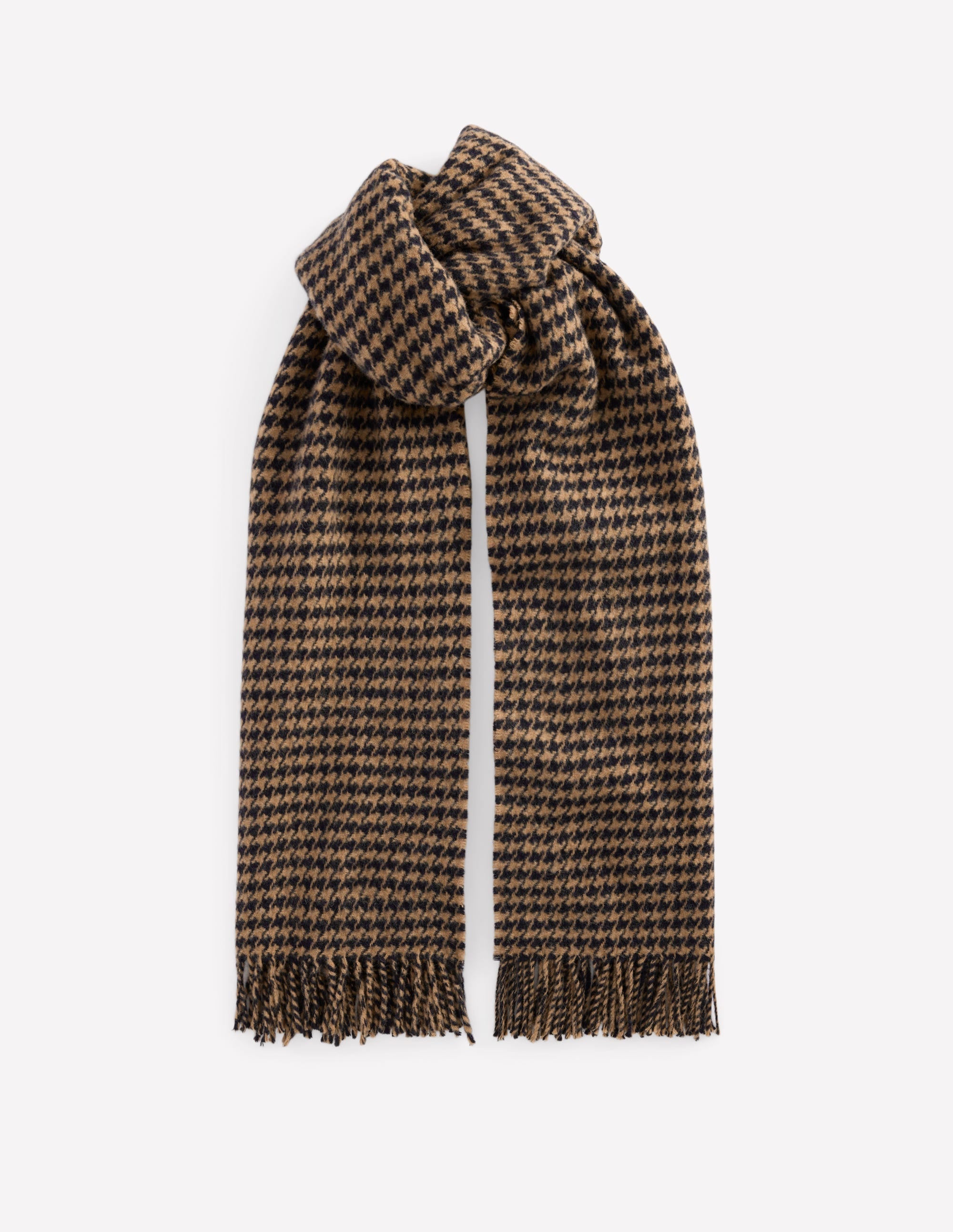 Houndstooth Blanket Scarf-Natural/Navy - Image 1