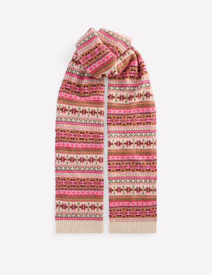 Fair Isle Scarf-Pink-1