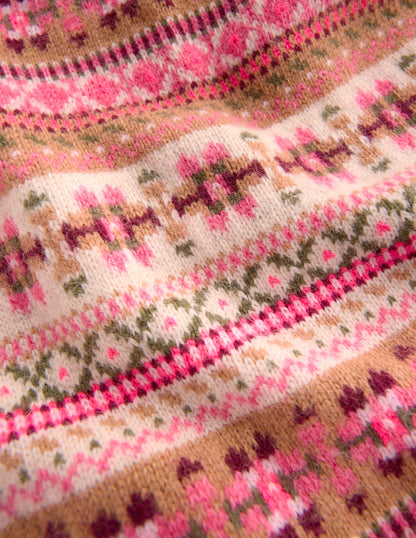 Fair Isle Scarf-Pink-3