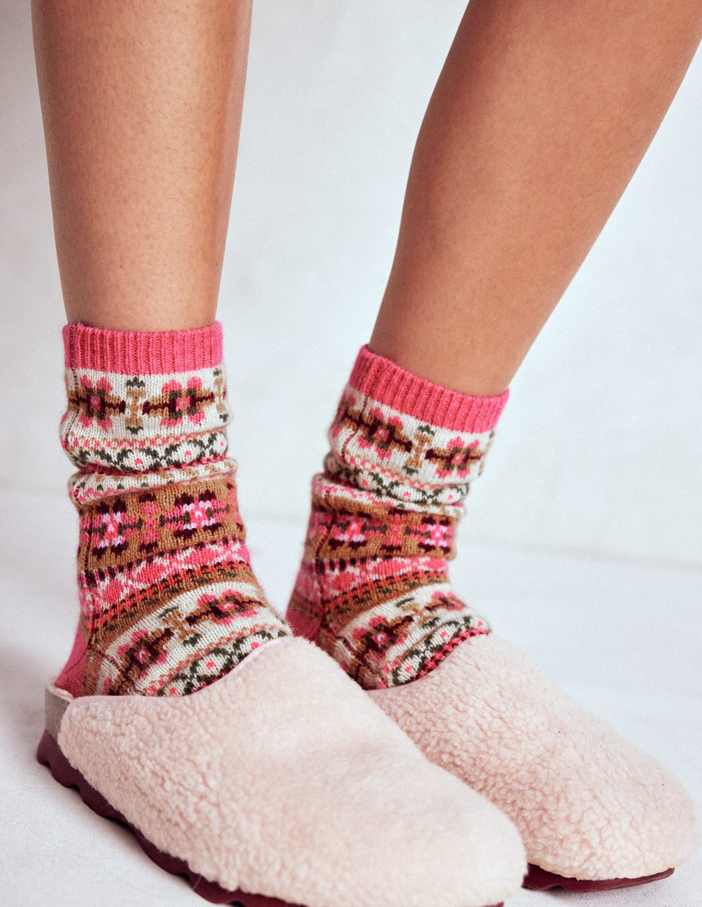 Fair Isle Socks-Pink