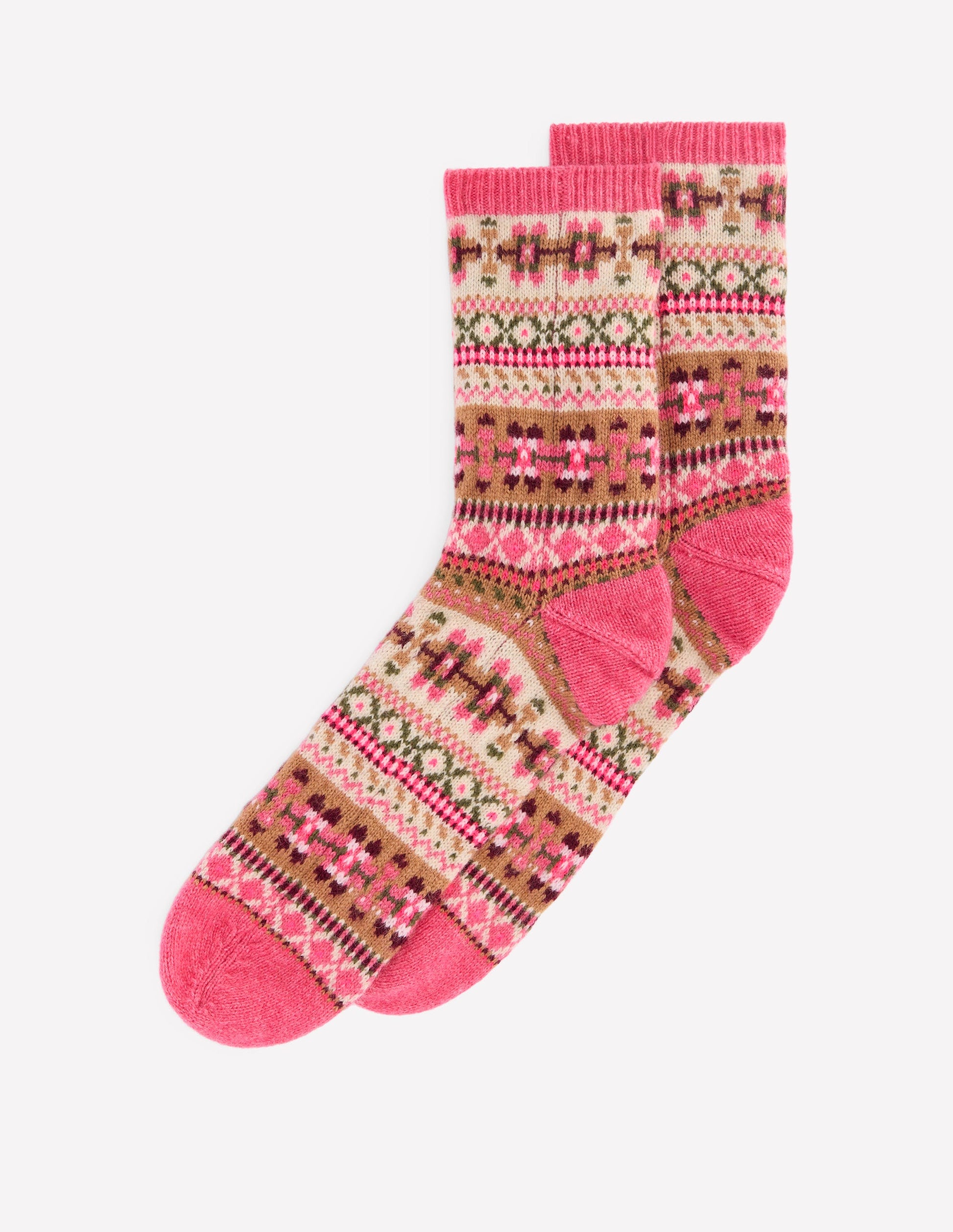 Fair Isle Socks-Pink-1