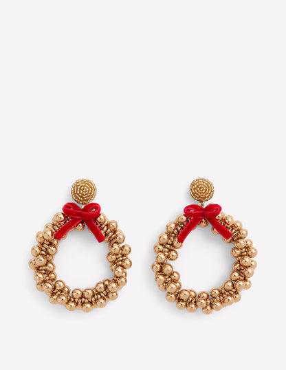 Christmas Novelty Earrings-Wreath-1