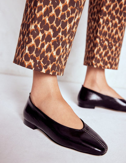 High Cut Stitch Detail Flats-Deep Oxblood-2