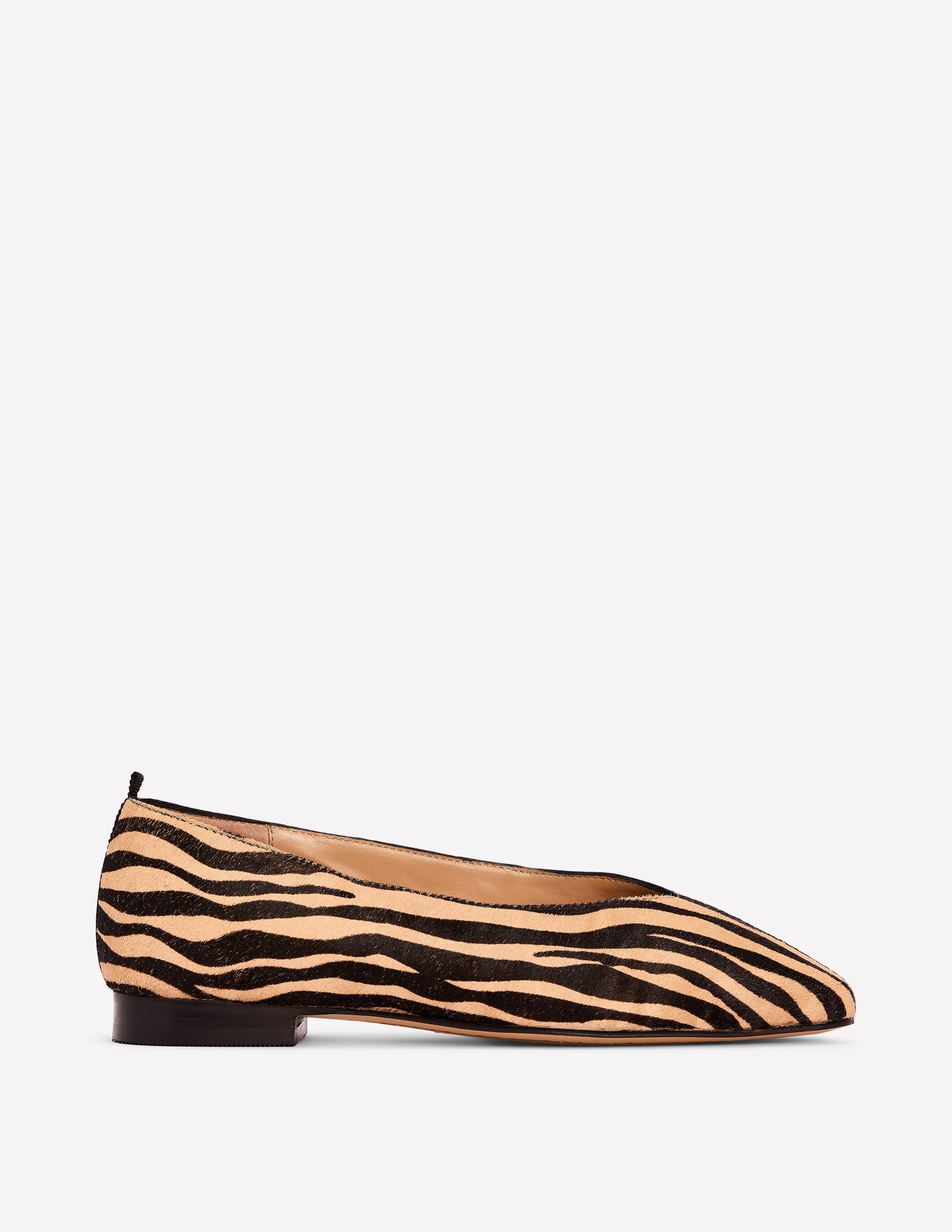 High Cut Stitch Detail Flats-Black/White - Image 1