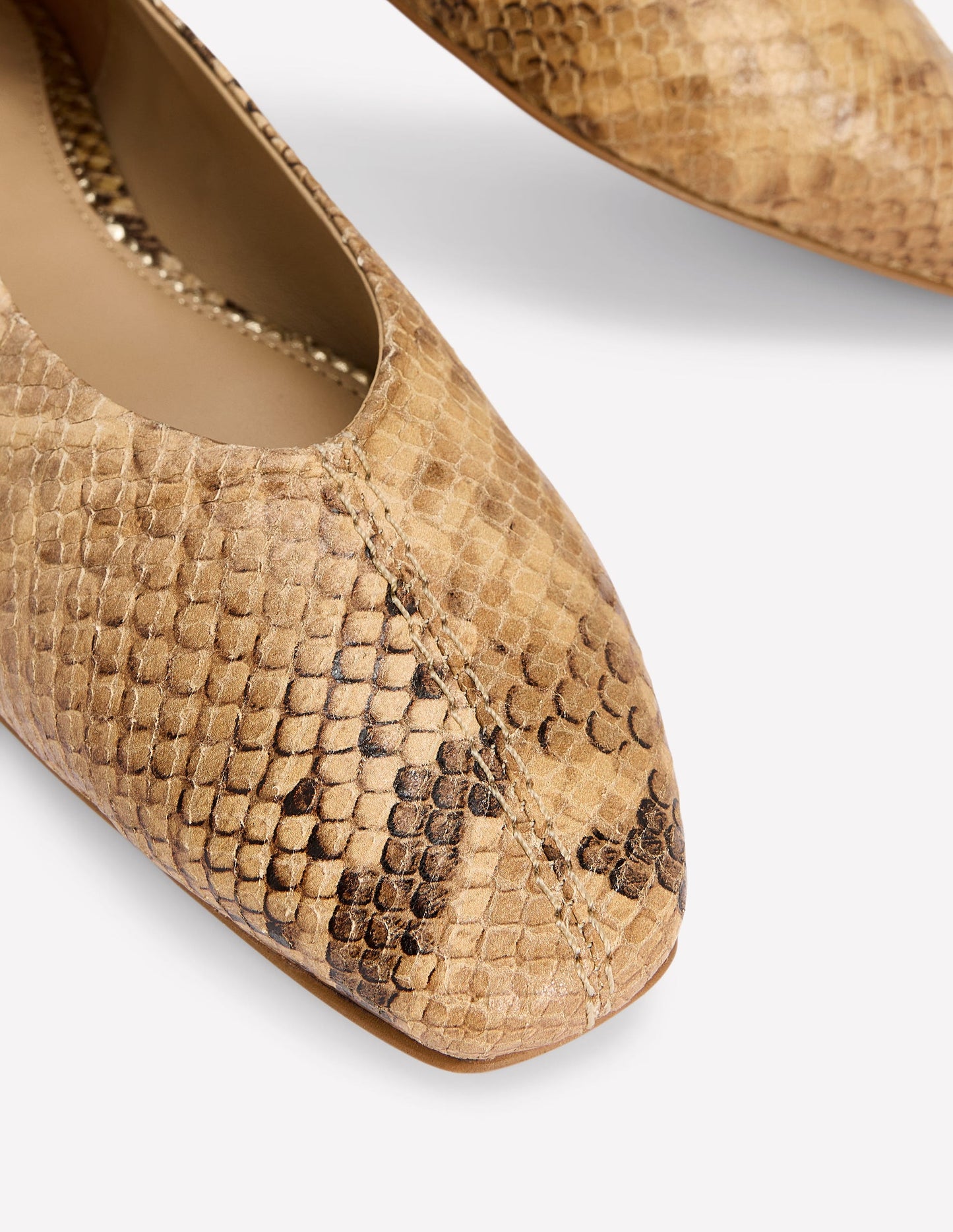 High Cut Stitch Detail Flats-Neutral