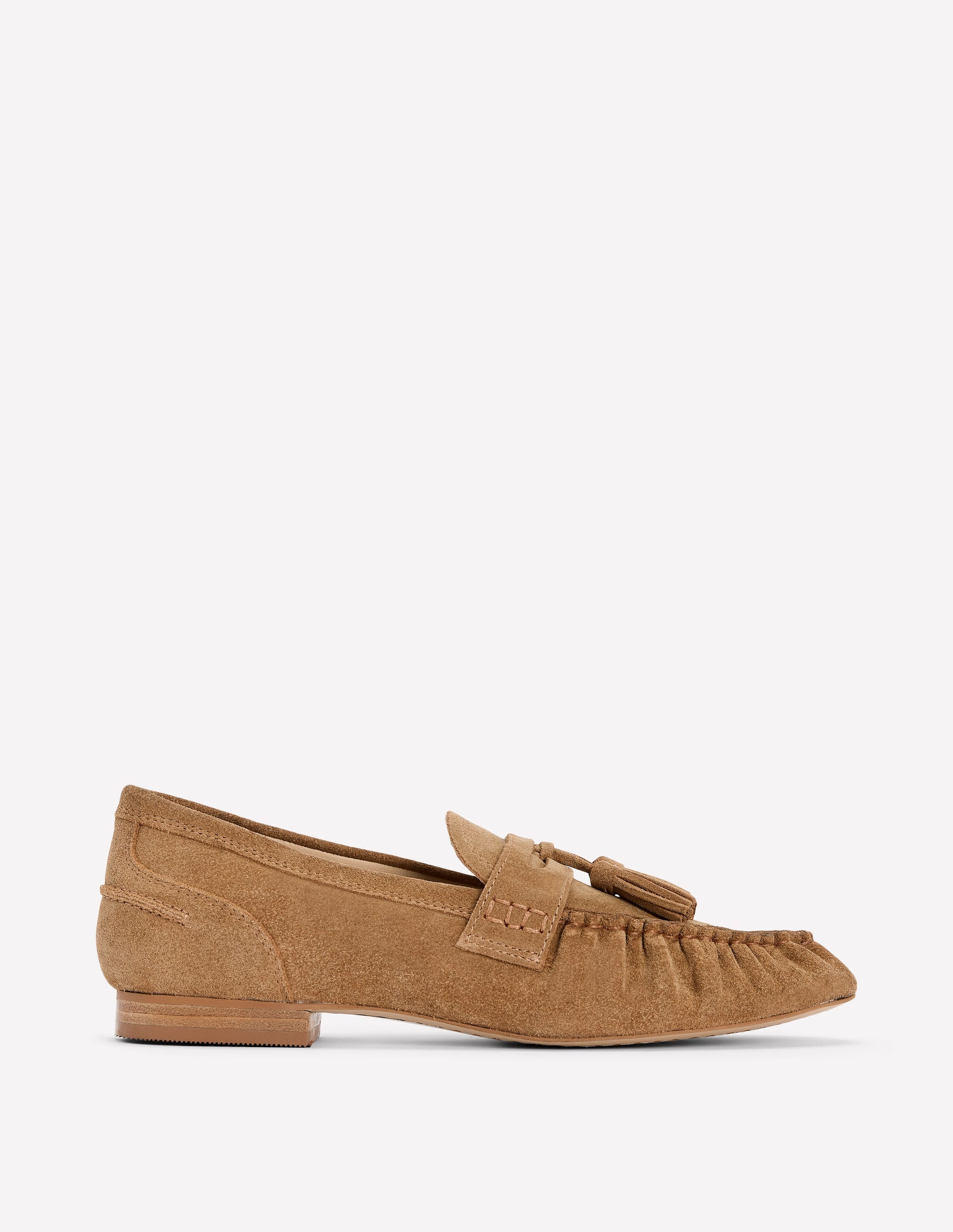 Soft Ruched Loafers-Caramel - Image 1