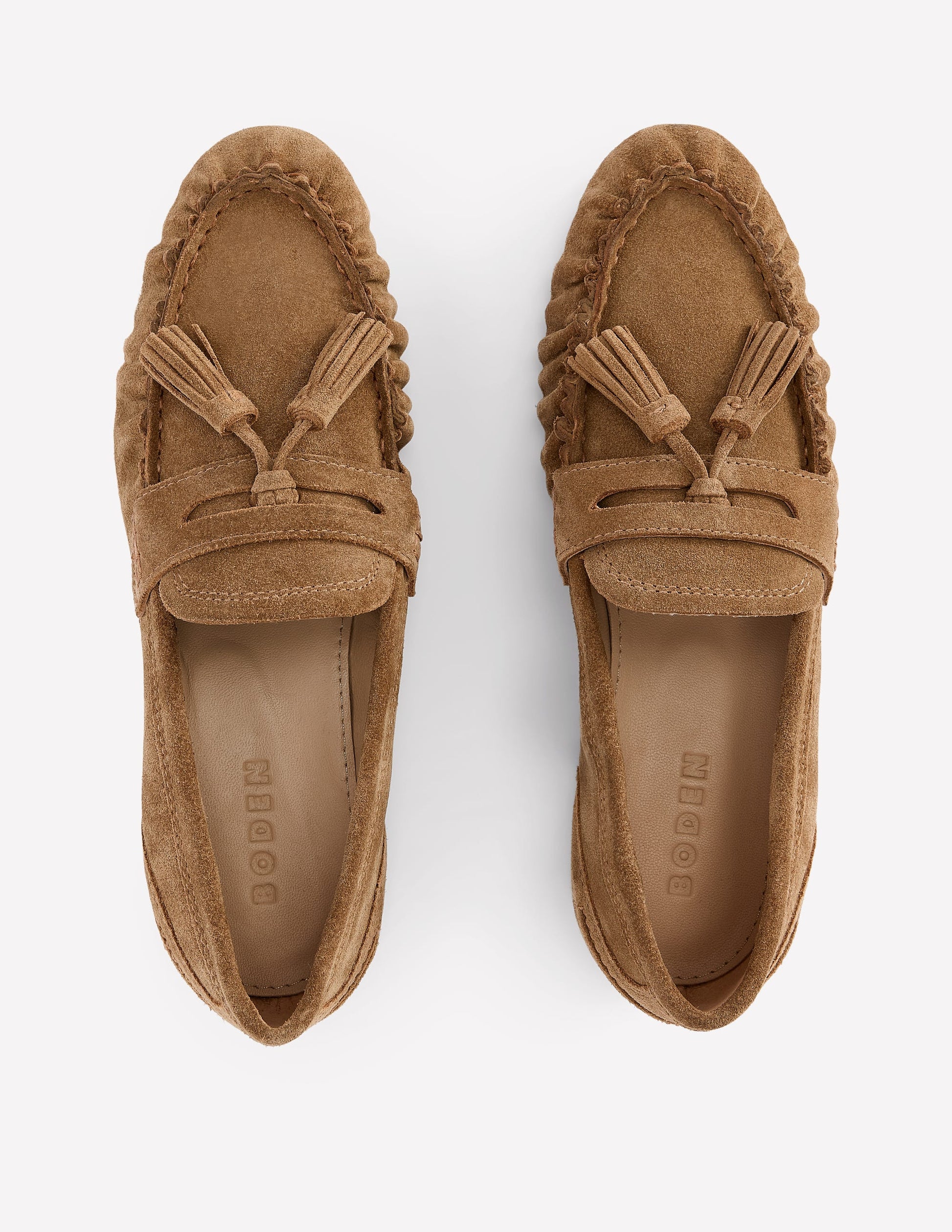 Soft Ruched Loafers-Caramel-6