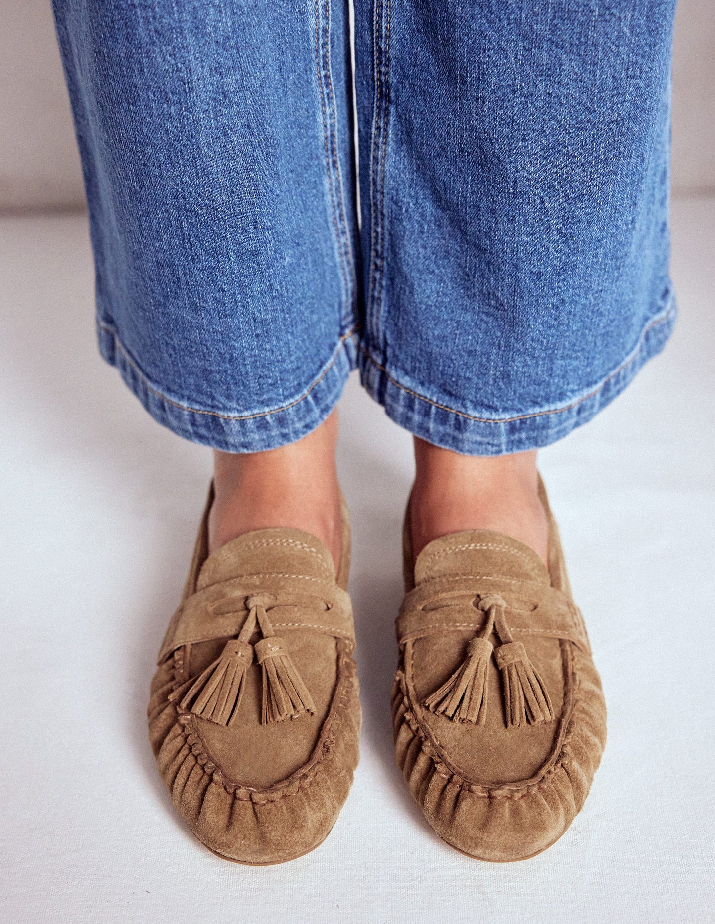 Soft Ruched Loafers-Caramel