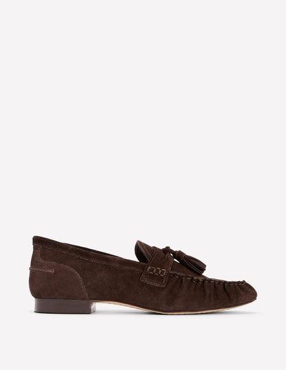 Soft Ruched Loafers-Chocolate-1