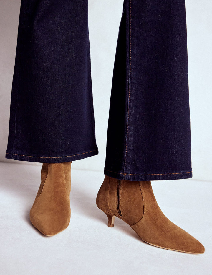 Isobel Kitten Heel Ankle Boot-Cognac