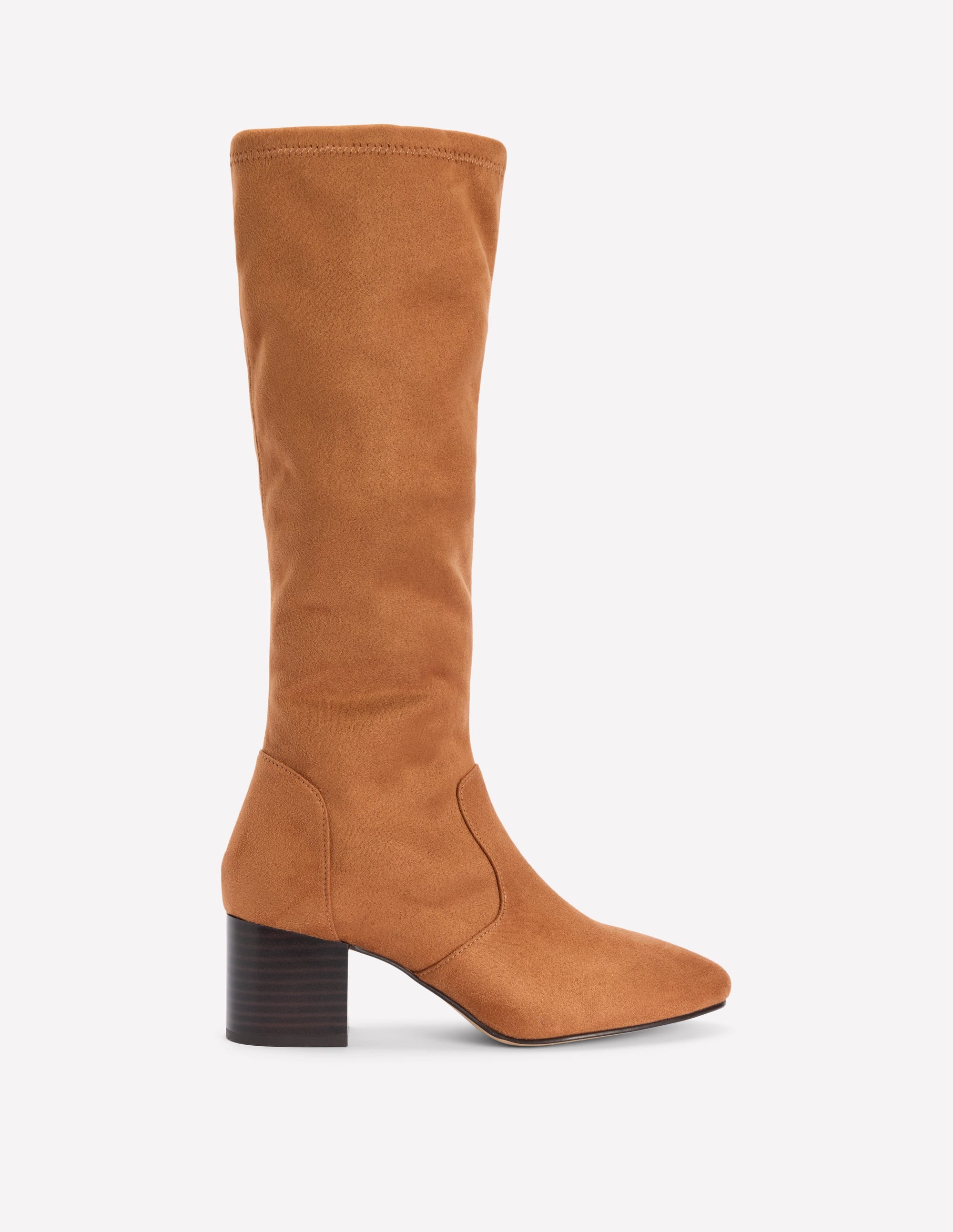 Block Heel Stretch Boots-Acorn - Image 1