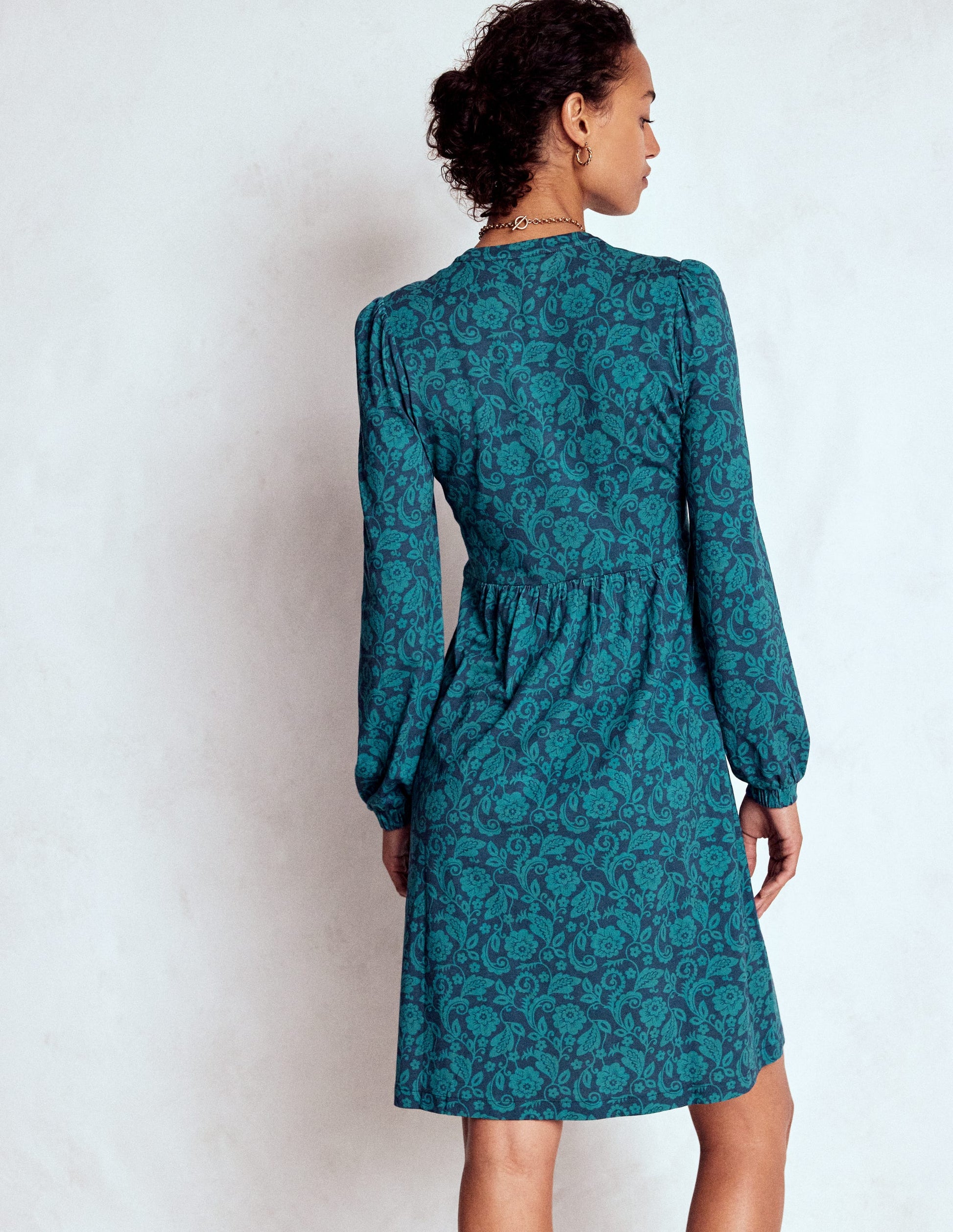 Naomi Relaxed Jersey Dress-Midnight Ocean, Ornate Flora-3