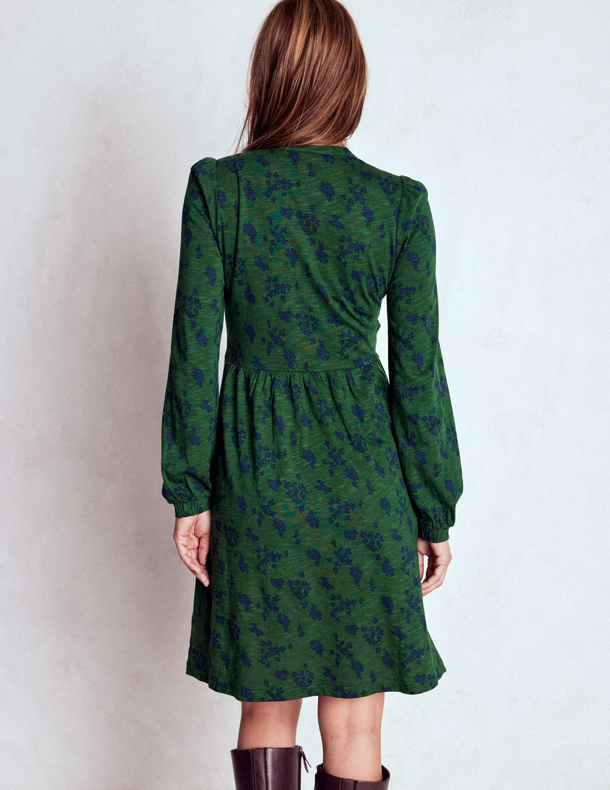 Naomi Relaxed Jersey Dress-Dark Green, Dainty Meadow - Image 3