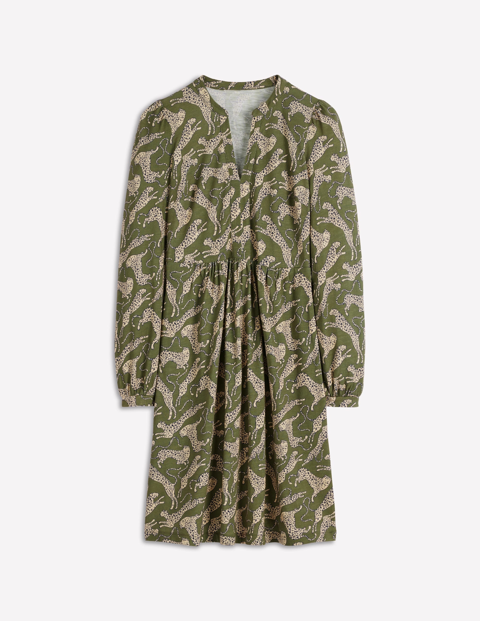 Naomi Relaxed Jersey Dress-Woodland Green, Leopard - Image 6