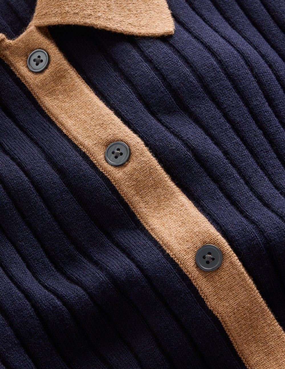 Rachel Knitted Shirt Dress-Navy