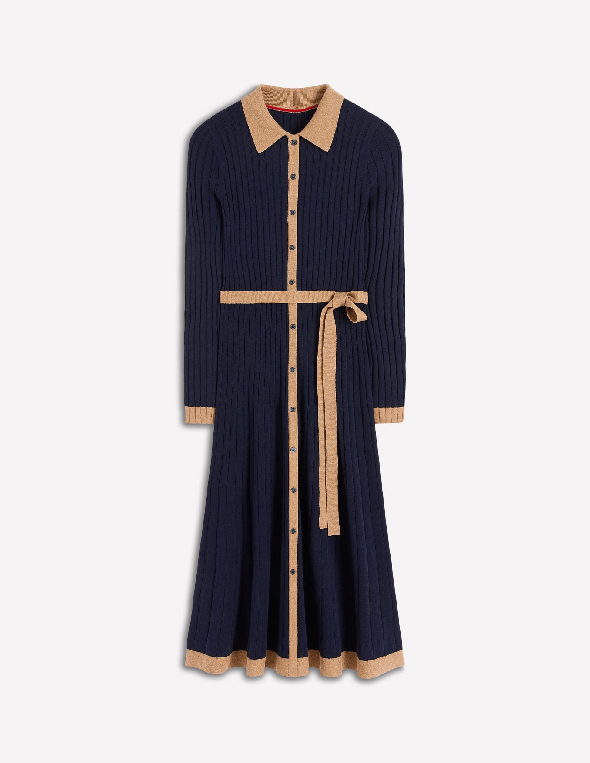 Rachel Knitted Shirt Dress-Navy-5