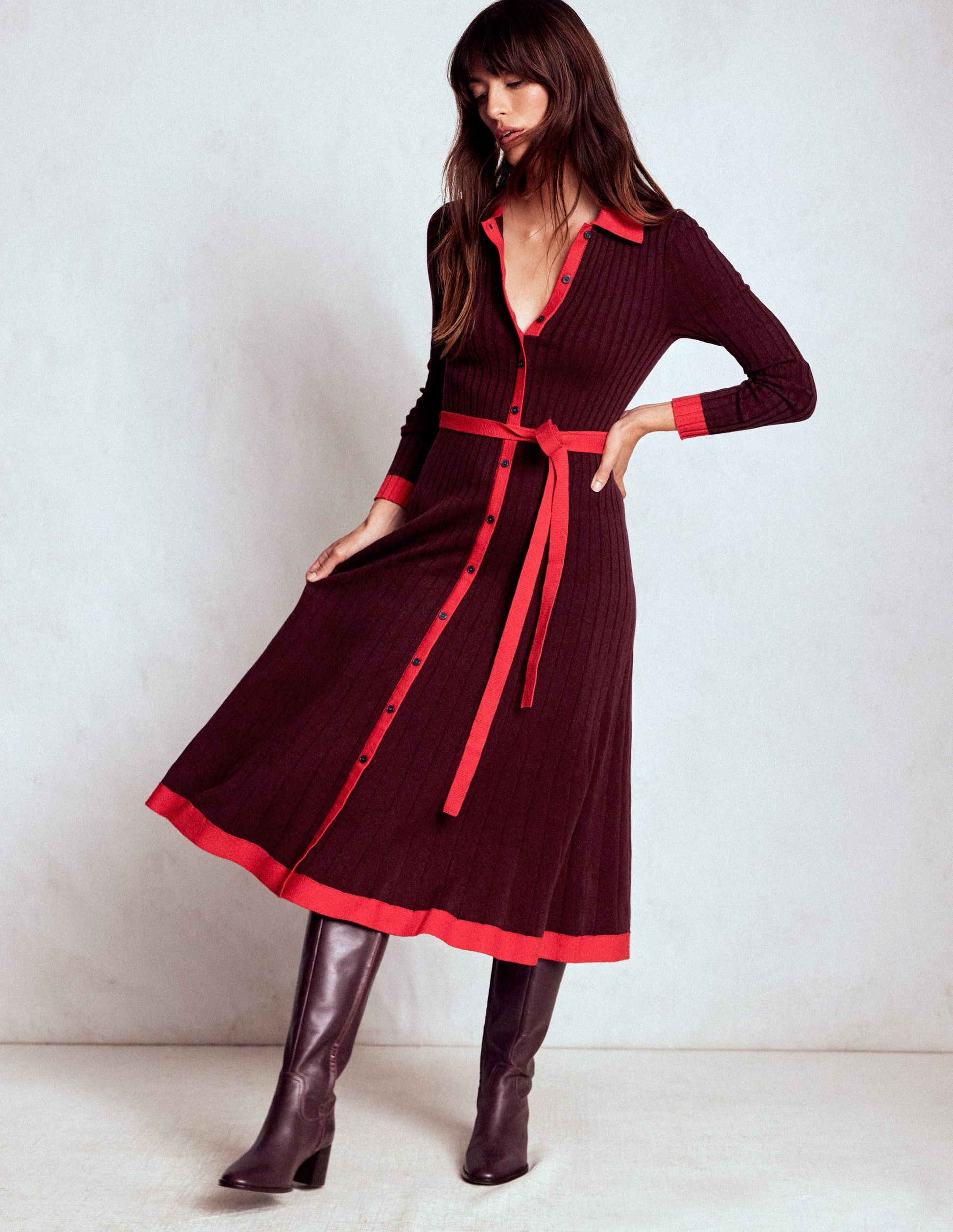 Rachel Knitted Shirt Dress-Deep Wisteria | Boden UK Rachel Knitted Shirt Dress-Deep Wisteria | Boden UK