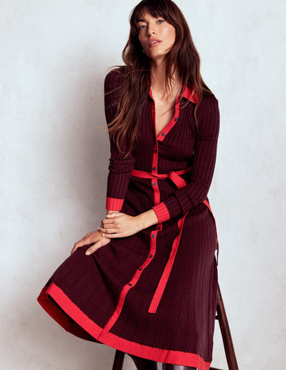 Rachel Knitted Shirt Dress-Deep Wisteria-4