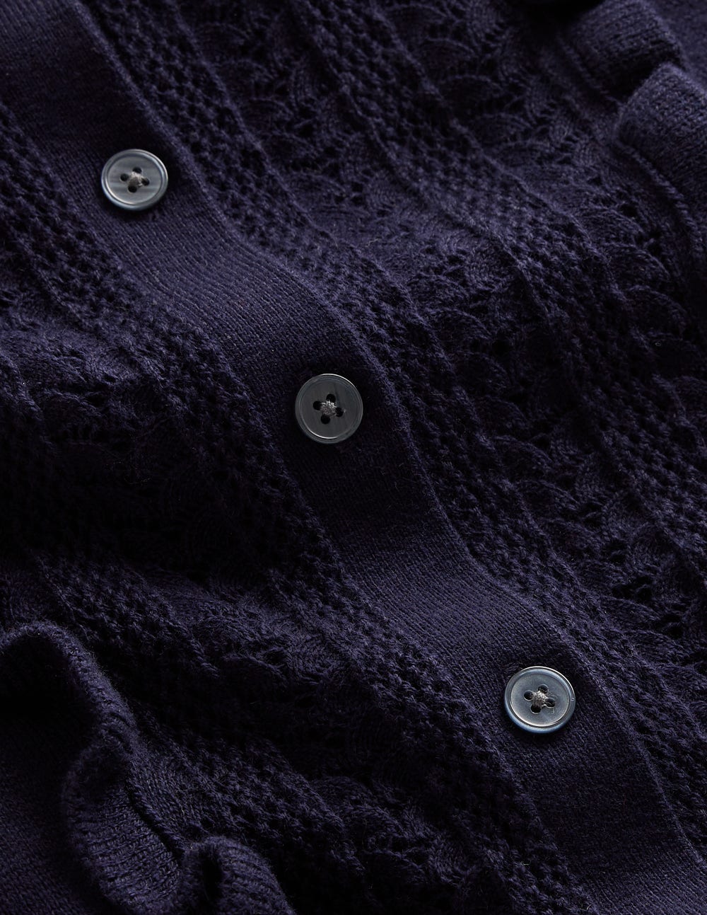 Winifred Frilled Knitted Dress-Navy