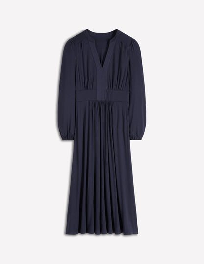 Lily Long Sleeve Midi Dress-Navy-5