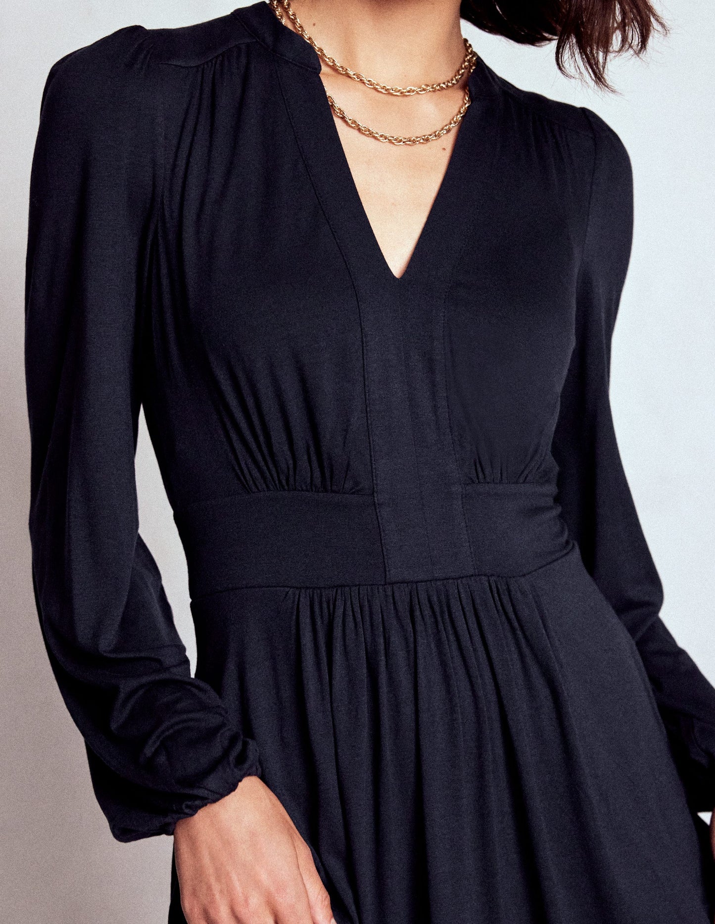 Lily Long Sleeve Midi Dress-Navy