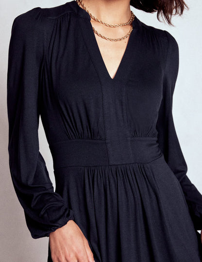 Lily Long Sleeve Midi Dress-Navy-2