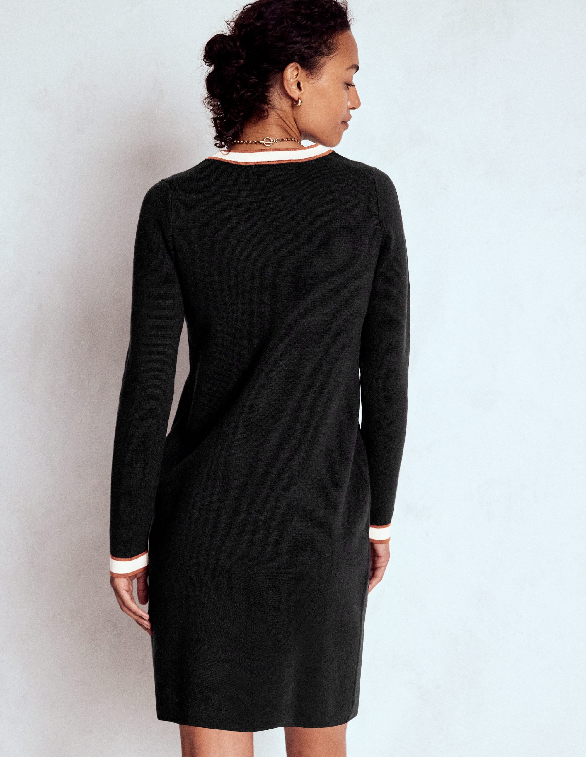Holly Knitted Shift Dress-Black - Image 3